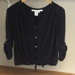 Y2K Max Studio Tie Front Cropped Top